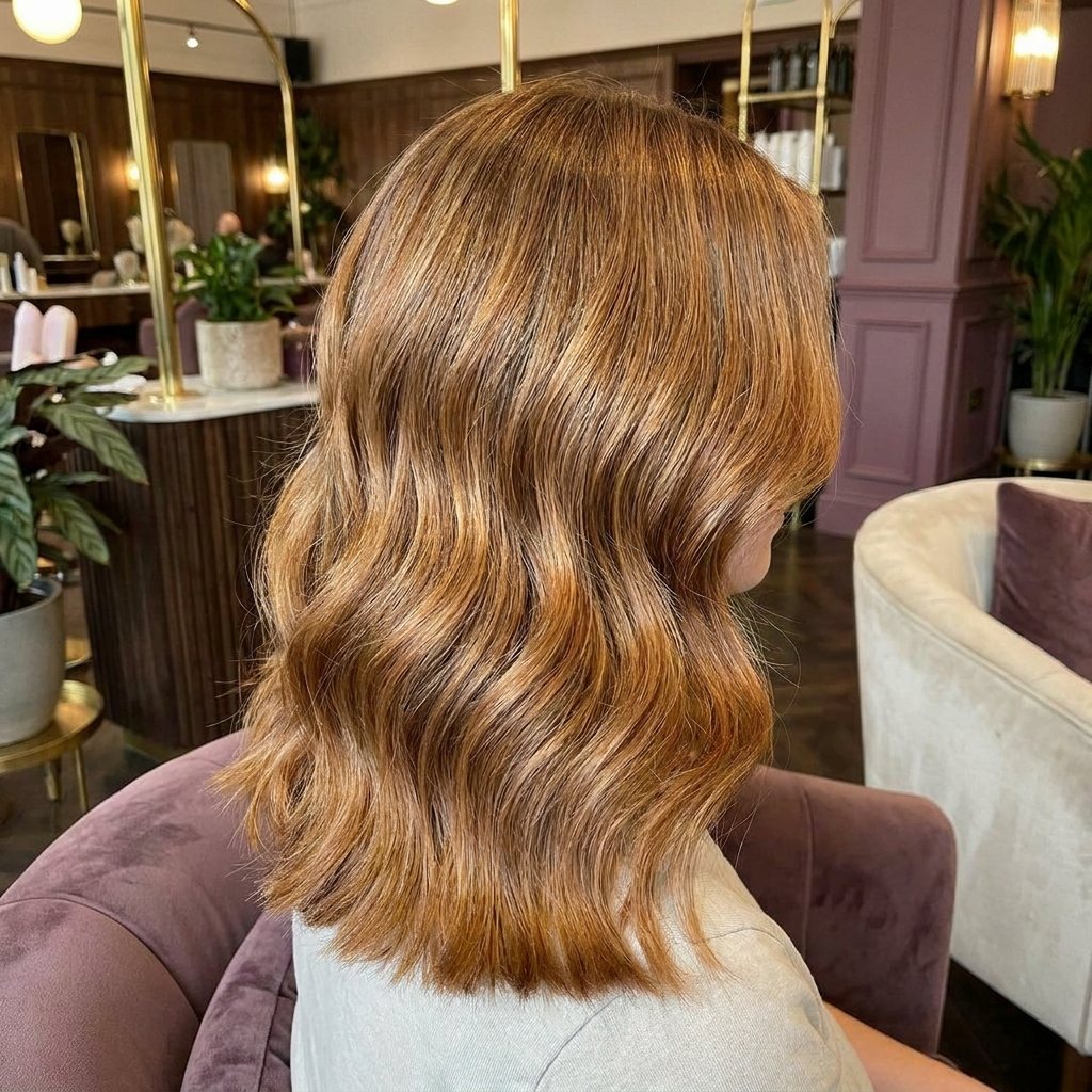 Glanzend, golvend haar met een warme balayage kleuring